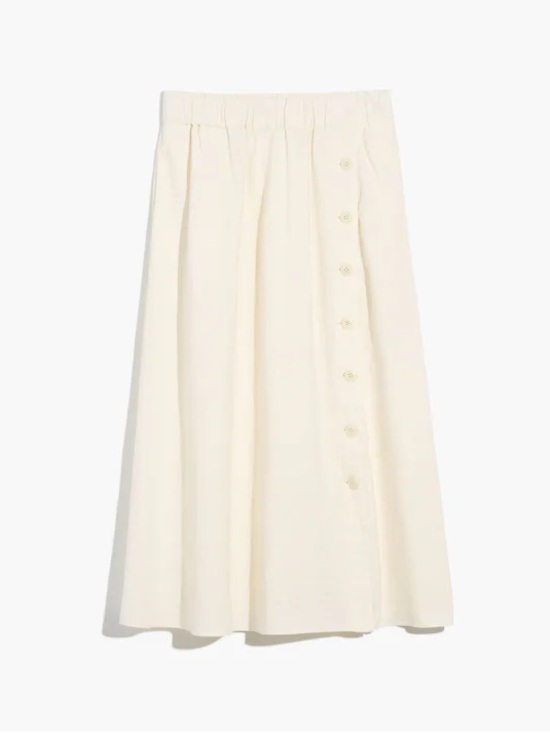 Madewell Dresses & Skirts - Madewell Linen-Blend Side-Button Midi Skirt in Lighthouse